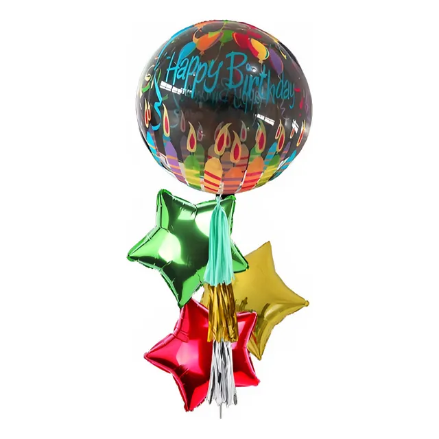 Globos Burbuja Feliz Cumpleaños Con Gas Helio