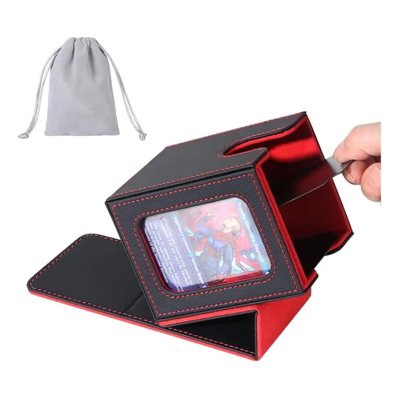Caja De Almacenamiento Para Cartas De Magic Negro Y Rojo
