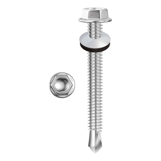 Tornillo Autoperforante Hexagonal Punta Mecha 14 x 2 1/2 (6,3 x 63mm) Para Techo Chapa Con Arandela Vulcanizada Caja por 100 Unidades