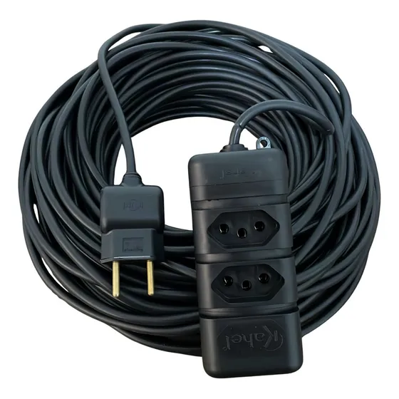 Extensão Elétrica 30 Metros Reforçada 10/20a Cabo Pp 2x1,0mm 127V/220V Preto MS Eletro Eletrônica