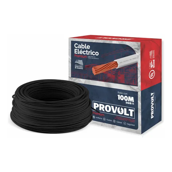 Cable Eléctrico Ul Thw Calibre 8 Rollo 100m Ul Negro