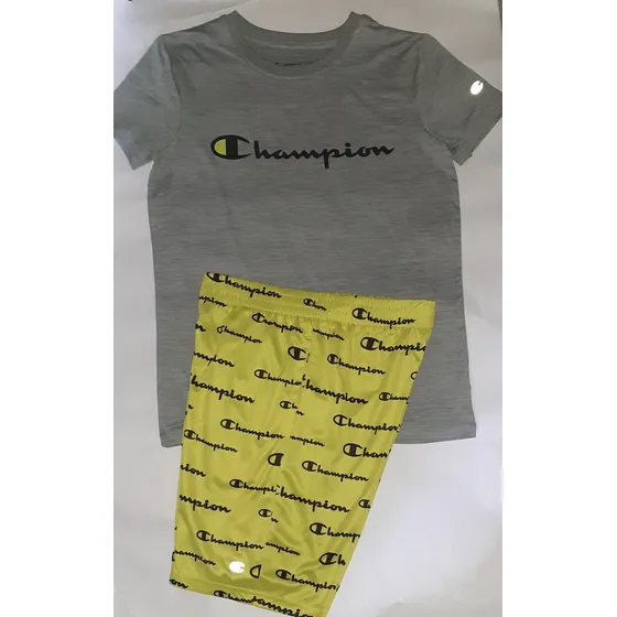 Conjunto Champions De Niño Talla 10/12 Gris/amarillo 