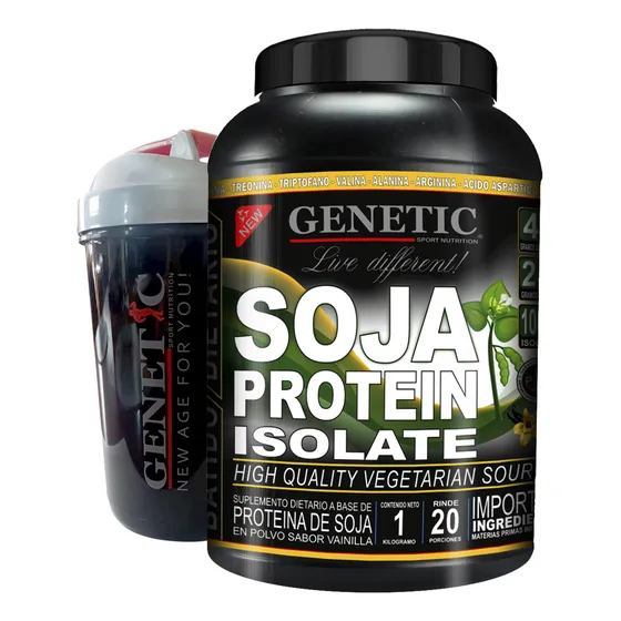 Desarrollo Muscular Vegano 1kgs Proteina Soja Shaker Genetic