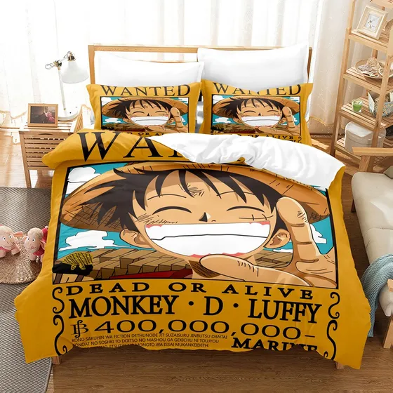 [ Juegos De Cama De Anime Con Funda De Edredón Luffy De Una