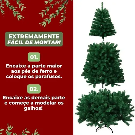 Árvore De Natal Grande 1,80m 600 Galhos Canadense Bem Cheia Luxo Cor Verde Pinheiro Pinheirinho Alegria