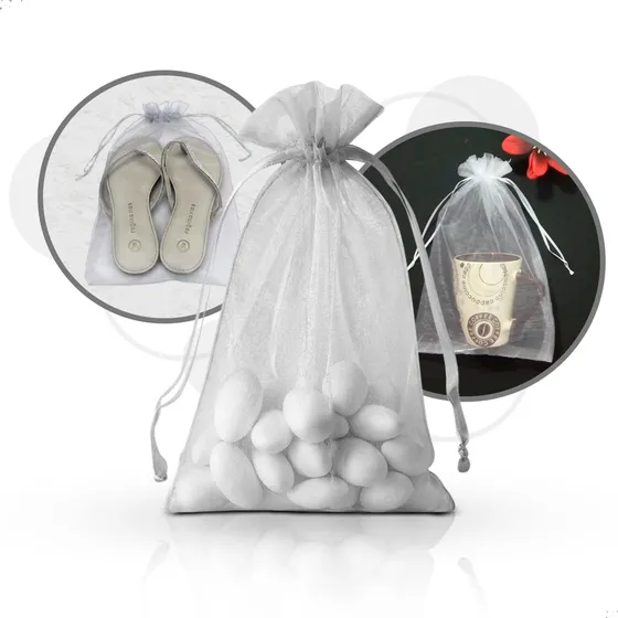 Kit 30 Saco Organza Branco Joia 20x30 Saquinho Lembrancinha