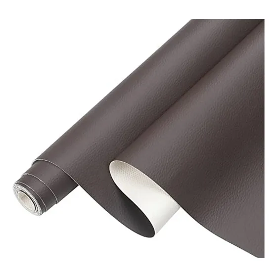 Rollo De Cuero Sintético Textura Lichi, 35x135cm, Marrón Osc