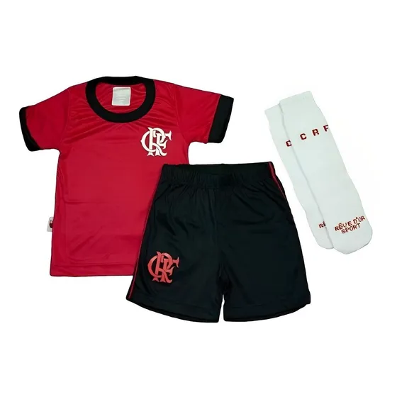 Uniforme Flamengo Infantil Conjunto Camisa Short Meião