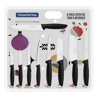 Tramontina Jogo De Facas Faqueiro Aço Inox 9 Pçs 23498048 Tramontina Cor Preto