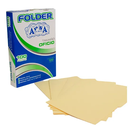 Folder Tamaño Oficio De Colores Pastel 100 Apsa Color Amarillo pastel