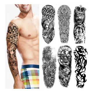 Tatuaje Temporal De Animal Feroz P/brazo P/hombre, 6 Hojas Tatuaje Temporal De Animal Feroz P/brazo P/hombre, 6 Hojas