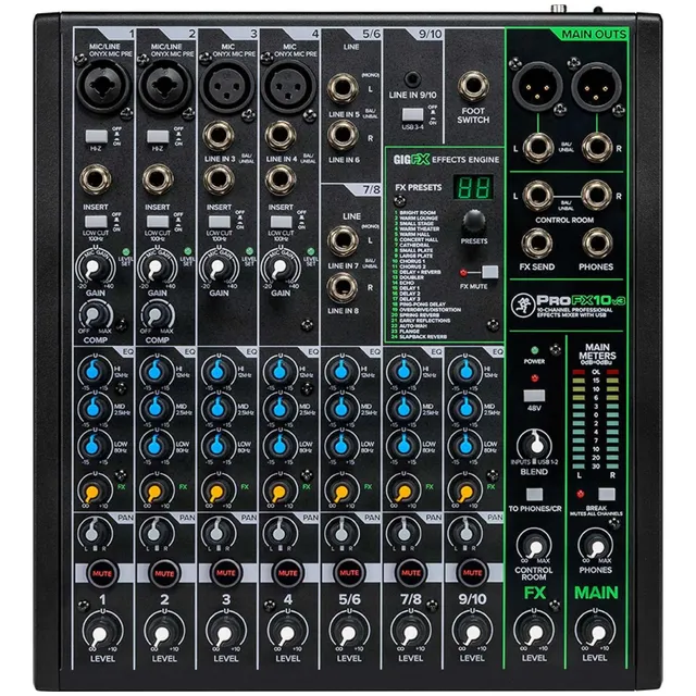 Mezcladora Mackie 10 Canales Con Efectos Y Usb Profx10v3