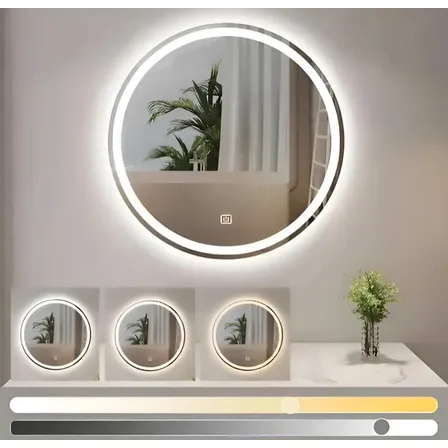 Espejo Luz Led Touch Pared Baño Tocador Vestidor 3 Luces Ch1 Marco Es76 Circulo
