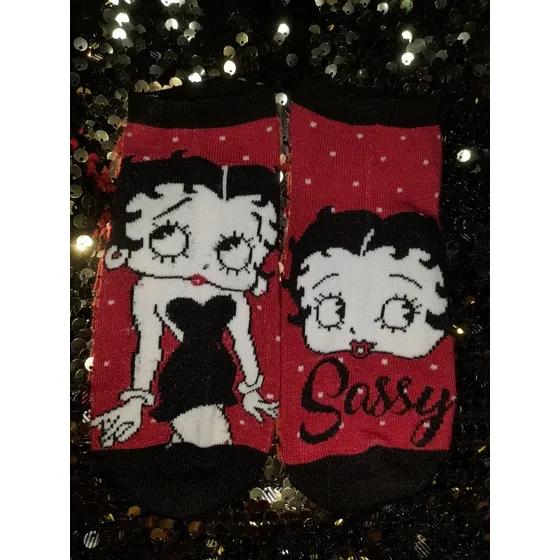 Medias Betty Boop Original Roja Negro Colección Moda Nueva