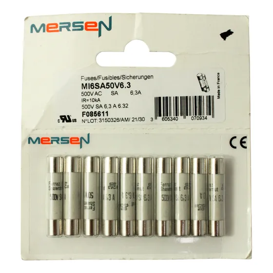 Fusible De Acción Rápida Mersen 6.3a 500v F085611 (10 Pz)