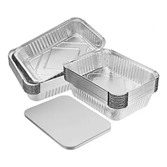 100 Envase Aluminio Rectangular Desechable 12x9.5 Cm Cn Tapa