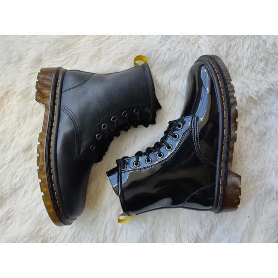 Botas Tipo Dr Martenss Amarrar Mate Y Charol