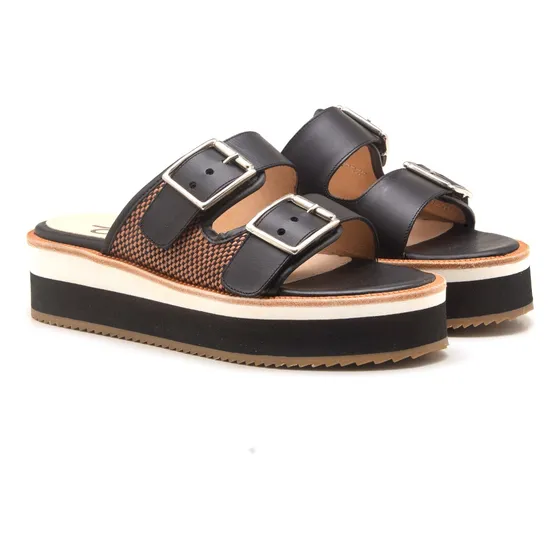 Sandalia Cuero Negro 3250 Mujer Gravagna