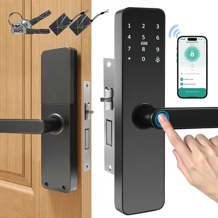 Fechadura Digital Biométrica Wifi Senha Cartão Ic App Tuya Preto