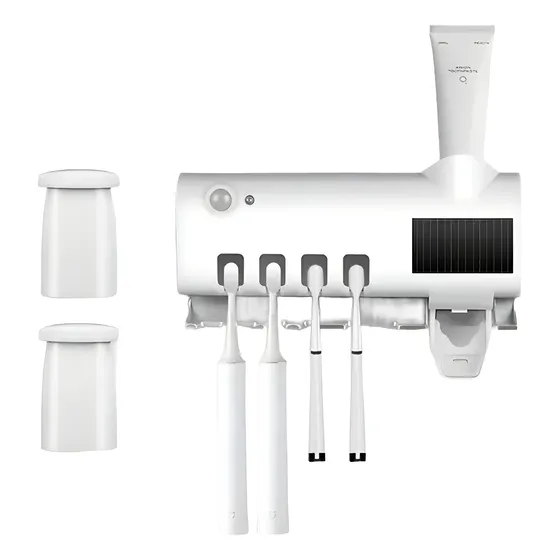 Portacepillos Con Esterilizador Y Dispensador De Crema Uv