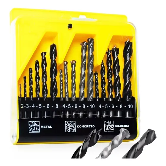 Juego De Brocas 16 Pcs Carpintería Metal Hormigón Taladro