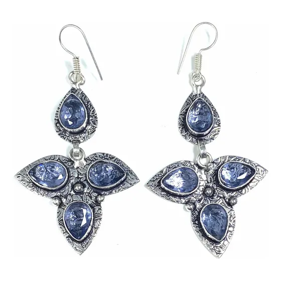 Aros Plata India Amatista Facetada 100% Natural Amt-23