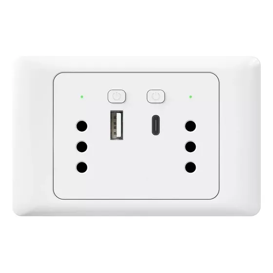 Enchufe Inteligente Doble Con Entrada Usb Y Tipo C