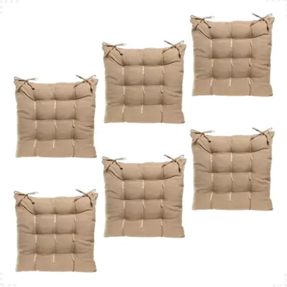Kit 6 Unidades Almofadas Assento Futon Oxford 40cmx40cm Cor Bege-6pc Desenho Do Tecido Liso