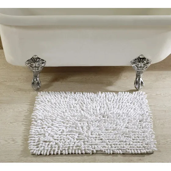 Alfombra Baño Lujo Tejida Mano Algodon Cuadrada Color Blanco
