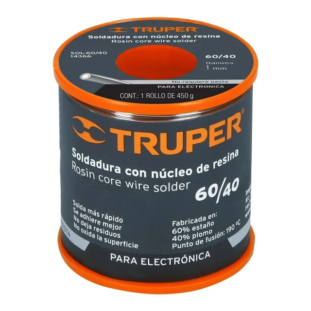 Rollo Soldadura Con Resina 1mm 60/40 Para Electrónica 450g