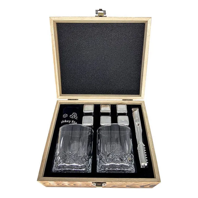 Set D 2 Vasos Whisky Con 6 Piedras Acero Regalo Empresarial