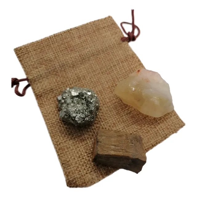 Set Abundancia Citrino, Pirita Y Ojo De Tigre Piedras Bruto