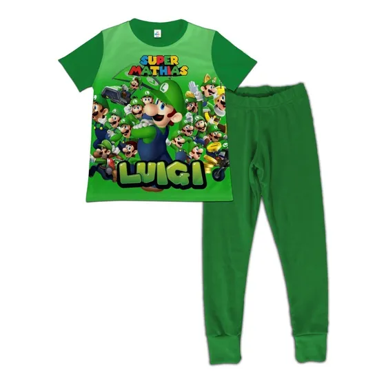 Pijama Niño Manga Corta Super Mario Bros Luigui