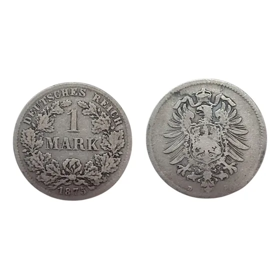 Moneda Coleccionable Alemania 1 Mark 1875d Plata