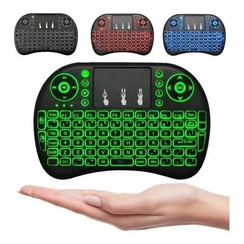 Teclado Mini Inalambrico Smart Tv Control Remoto Luz Rgb 