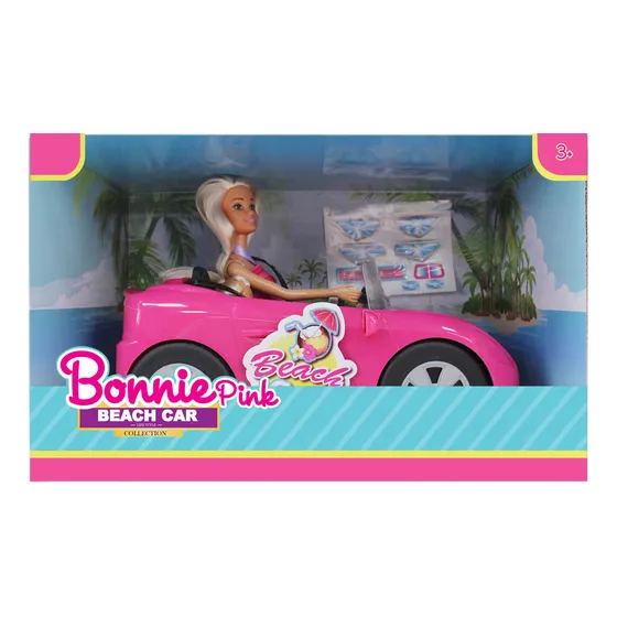 Muñecas  Bonnie Pink Con Auto Descapotado Rosa  