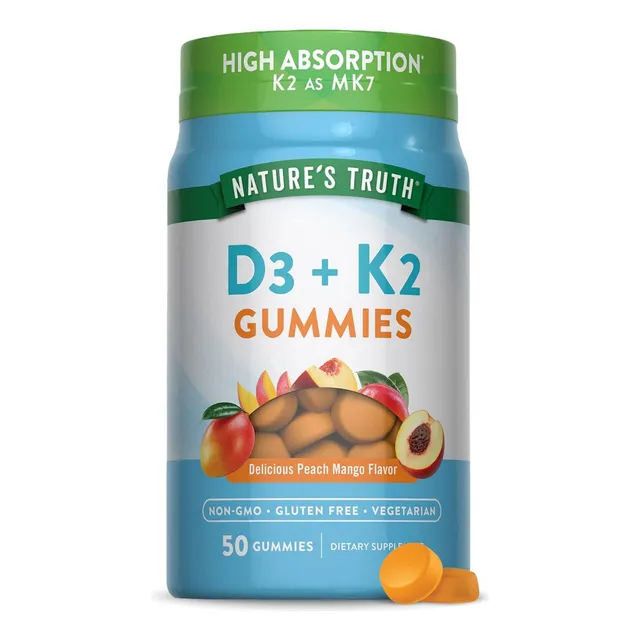 Vitamina D3 + K2 Nature's Truth 50 Gomitas Durazno