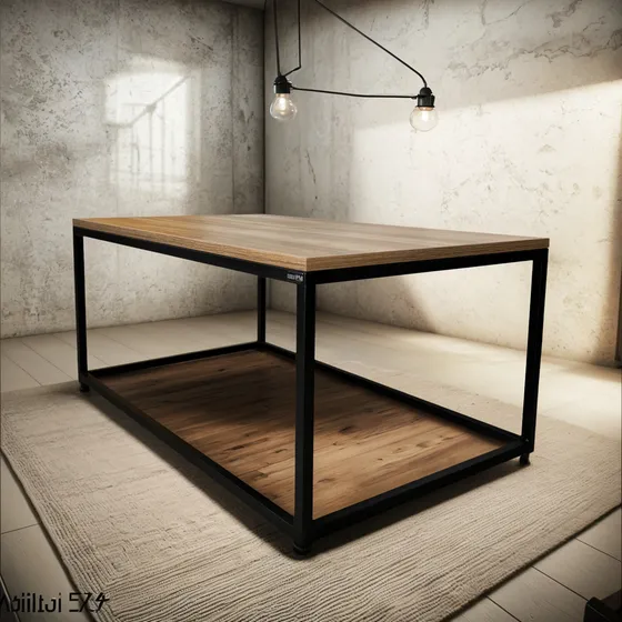 Mesa Ratona De Living Mod Coffe Linea Black&wood Industrial