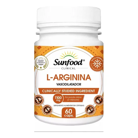 L-arginina 1100mg P/porcion 60 Caps Sunfood Vasodilatador