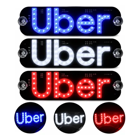 Placa Motorista Aplicativo Ventosa Led Identifica Motorista Vermelho - Placa Parabrisa Identificação Uber Motorista Aplicativo Premium Com Ventosa Usb 3v