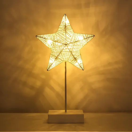 Lámpara De Mesa Decorativa Lewondr, Lámpara Nocturna De Estr