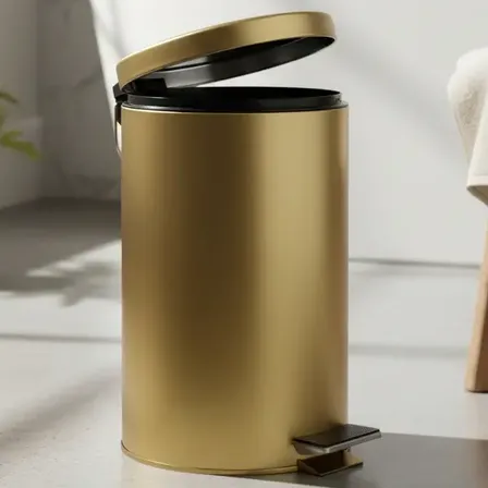 Cesta Lixeira Inox Com Pedal Dourada Cozinha Banheiro 12l Dourado Gold