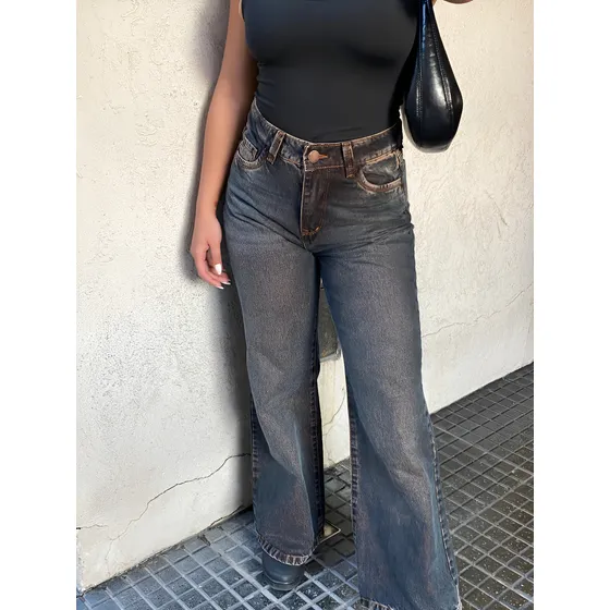 Pantalón Mujer Anyver Jeans Wide Leg Oxido