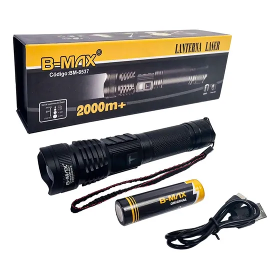 Lanterna Sabre De Luz 2km Recarregável B-max Caça Sitio Edc