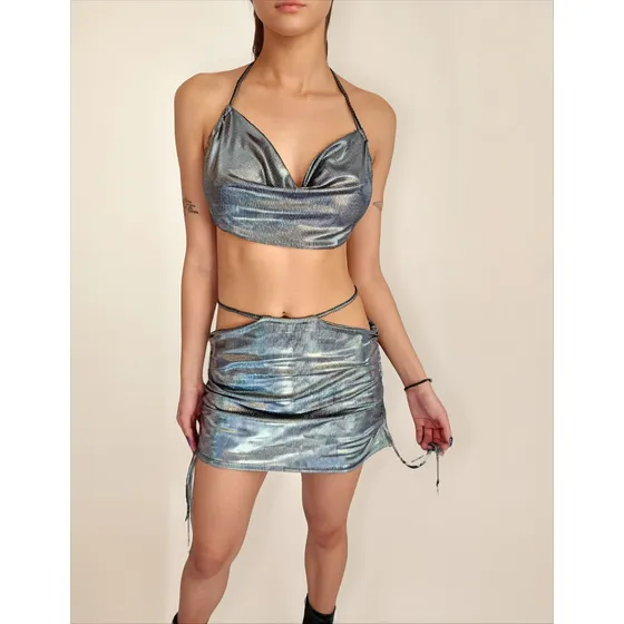 Conjunto Top Y Pollera Mujer Ropa Para Salir Noche