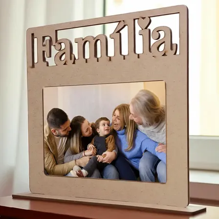 Kit 10 Porta-retrato Família Mdf Cru Horizontal Foto 10x15 Palha Familia