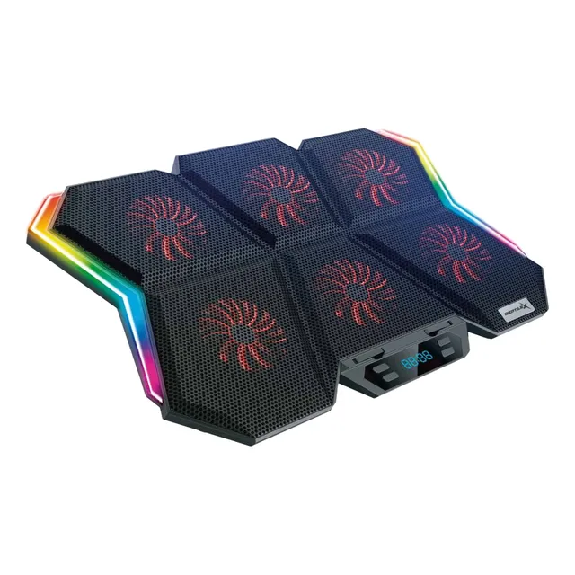 Base 6 Ventiladores Notebook Gamer Pro Reptilex - Ps Negro Rgb