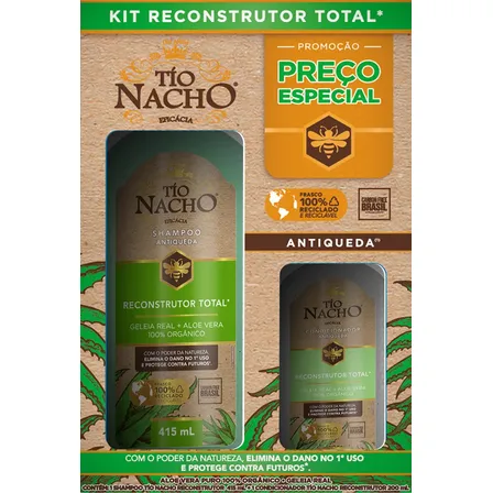 Shampoo 415ml + Condicionador 200ml Tio Nacho Kit Reconstrutor 615ml