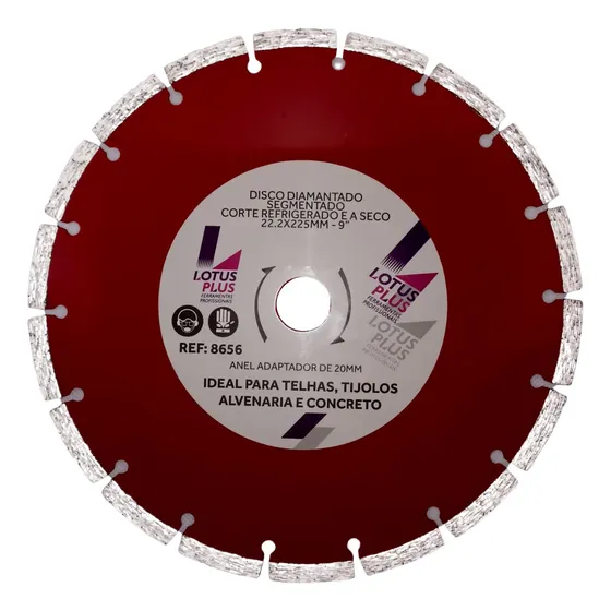 Disco Corte Diamantado Segmentado Refrig E Seco 225mm 9 Pol Cor Vermelho