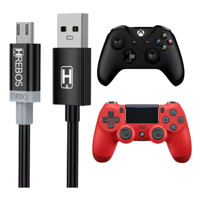 Cabo Carregador Usb V8 Para Controle Ps4 E Xbox One 2 Metros